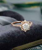 Vintage Halo Engagement Ring 2.1ct Round Cut VVS1D Diamond 14k Rose Gold Finish
