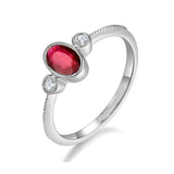 1ct Oval Cut Pink Ruby Engagement Ring Round Accent Trilogy 14k Rose Gold Finish