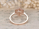 2.3ct Round Cut Peach Morganite Halo Engagement Ring 14k Rose Gold Finish
