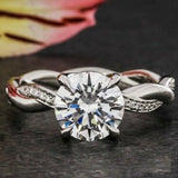 1.5ct Round Cut Diamond Infinity Twisted Engagement Ring 14k White Gold Finish