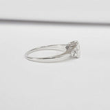 1ct Emerald Cut Petite Diamond Solitaire Engagement Ring 14k White Gold Finish