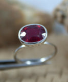 2ct Engagement Ring Oval Cut Pink Ruby Bezel Set Solitaire 14k White Gold Finish