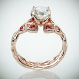 2Ct Round Diamond Ruby Trinity Knot Celtic Engagement Ring 14K Rose Gold Finish