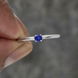0.5ct Engagement Ring Round Cut Blue Sapphire Solitaire 14k White Gold Finish