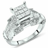 4ct Princess Cut Diamond Unique Royal Engagement Ring 14K White Gold Finish