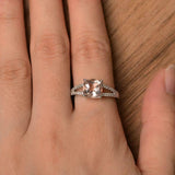 2.2ct Engagement Ring Cushion Cut Peach Morganite Split Shank 14k WhiteGold Over