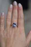 2.1ct Engagement Ring Oval Cut Blue Tanzanite Diamond Halo 14k Rose Gold Finish