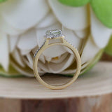 1.6ct Emerald Diamond Engagement Ring Halo 14k YellowGold Over with Round Accent