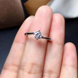 0.7ct Engagement Ring Round Cut Diamond Minimalist Solitaire 14k White Gold Over