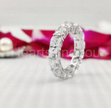 2.2ct Cushion Cut Simulated Diamond Eternity Wedding Band 14k White Gold Plated