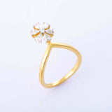 2.2ct Engagement Ring Pear Cut Diamond Floral Crown 14k Yellow Gold Finish