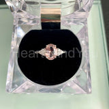 1ct Oval Cut Simulated Peach Morganite Petite Engage Ring 14k White Gold Plated