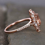 1.7ct Oval Cut Peach Morganite Fancy Floral Engagement Ring 14k Rose Gold Finish