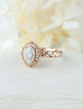 1.5ct Oval Cut Diamond Engagement Ring Halo Braided Band 14k Dual Gold Finish
