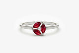 0.4ct Engagement Ring Marquise Cut Ruby Cluster Minimalist 14k White Gold Finish