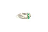 0.3ct Engagement Ring Round Cut Emerald Solitaire Trilogy 14k White Gold Finish