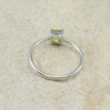 0.5ct Engagement Ring Princess Cut Green Peridot Solitaire 14k White Gold Finish