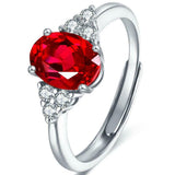 2ct Oval Cut Ruby Diamond Petite Round Accents Solitaire Ring 14k WhiteGold Over