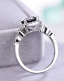 2.5Ct Cushion Cut Black Diamond Halo Ring 14K White Gold Finish Round Accents
