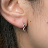 1.2ct Round Cut Diamond Geometric Minimal Stud Earrings 14k White Gold Finish