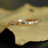 0.15ct Round Cut Moissanite Minimalist Flush Set Women Band 14K WhiteGold Plated