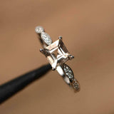 1.5ct Engagement Ring Asscher Peach Morganite Diamond Accent 14k White Gold Over