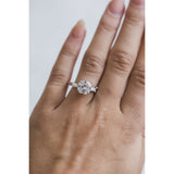 2.7ct Asscher Cut Diamond Baguette Accents Trilogy Ring 14k White Gold Finish