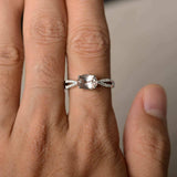 1.7ct Oval Cut Peach Morganite Engagement Ring 18k White Gold Finish Split Shank