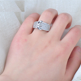 2.1ct Round Cut Diamond Engagement Ring 14k White Gold Finish Belt Unique Design