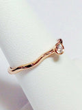 0.2Ct Round Cut Diamond Curved Minimalist Solitaire Ring 14K Rose Gold Finish