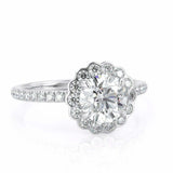 1.7ct Round Cut Diamond Halo Engagement Ring 14k White Gold Finish with Accents