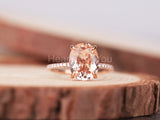 2.1ct Oval Cut Simulated Peach Morganite Hidden Halo Ring 14k Rose Gold Plated