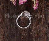 2.1ct Round Cut Moissanite Vintage-Inspired Milgrain Ring 14k White Gold Plated
