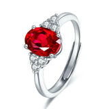 2ct Oval Cut Ruby Diamond Petite Round Accents Solitaire Ring 14k WhiteGold Over