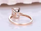 1.5ct Emerald Cut Peach Morganite Solitaire Engagement Ring 18k Rose Gold Finish