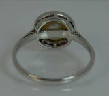 1ct Ruby Pearl Art Deco Solitaire Ring 14k White Gold Finish