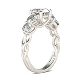 4Ct Round Cut VVS1 Diamond Five Stone Knot Engagement Ring 14K White Gold Finish