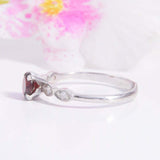 1.5ct Round Cut Red Garnet Engagement Ring Diamond Accents 14k White Gold Finish