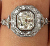 4.5ct Cushion Diamond Halo Milgrain Vintage Engagement Ring 14K White Gold Over
