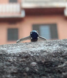 0.6ct Engagement Ring Oval Cut Blue Sapphire Solitaire Women 14k White Gold Over