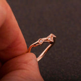 Minimalist Twig Wedding Ring Band 0.6ct Round Cut Diamond 14k Rose Gold Finish