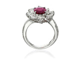 2ct Oval Cut Pink Ruby Engagement Ring Halo Cocktail Flower 14k WhiteGold Finish
