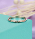 0.5ct Round Cut Emerald Milgrain Eternity Wedding Ring Band 14k Rose Gold Over