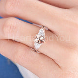 2ct Oval Cut Simulated Morganite Cluster Infinity Ring 14k White Gold Plated