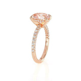 1.6ct Oval Cut Peach Morganite Diamond Accent Engagement Ring 14k Rose Gold Over