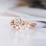 1.6ct Round Cut Diamond Engagement Ring Curved Bridal Set 14k Rose Gold Finish