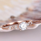 Minimalist Solitaire Engagement Ring 1.2ct Round Cut Diamond 14k Rose Gold Over