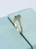 1.7ct Oval Cut Green Emerald Diamond Halo Solitaire Ring 14k Yellow Gold Finish