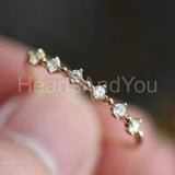 0.4ct Round Cut Moissanite Half Eternity Wedding Band 14k Yellow Gold Plated