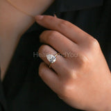 0.4ct Pear Simulated Diamond Hidden Halo Engagement Ring 14k Yellow Gold Plated